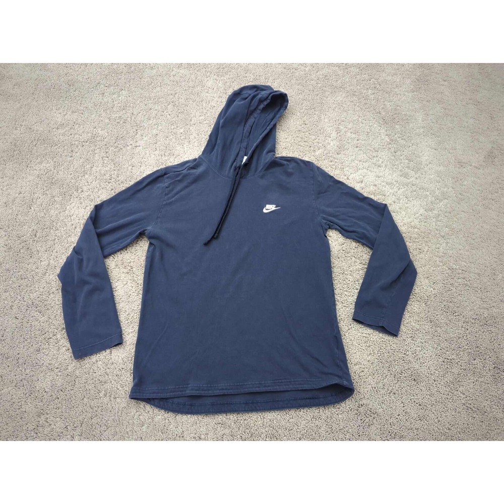 Nike Hoodie Mens Medium Blue Pullover Sweatshirt Logo Swoosh Fleece Training‎